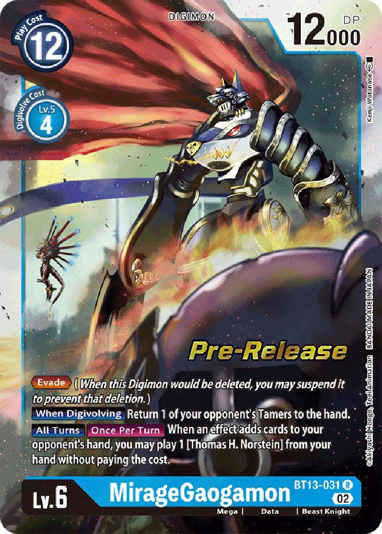 MirageGaogamon [BT13-031] [Versus Royal Knight Booster Pre-Release Cards] - Destination Retro
