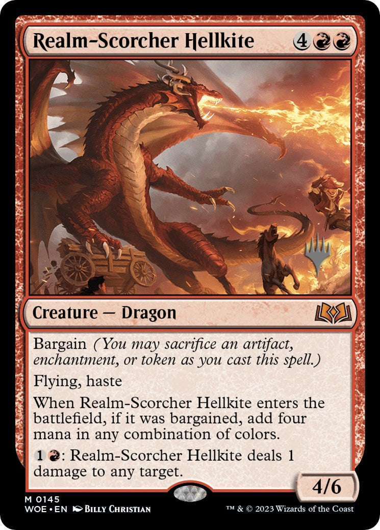 Realm-Scorcher Hellkite (Promo Pack) [Wilds of Eldraine Promos] - Destination Retro
