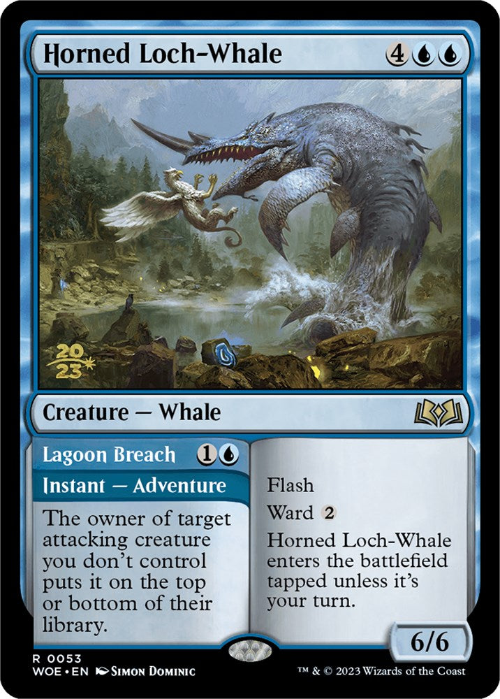 Horned Loch-Whale // Lagoon Breach [Wilds of Eldraine Prerelease Promos] - Destination Retro