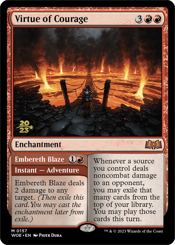 Virtue of Courage // Embereth Blaze [Wilds of Eldraine Prerelease Promos] - Destination Retro