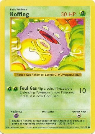 Koffing (51/102) [Base Set Shadowless Unlimited] - Destination Retro