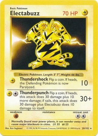 Electabuzz (20/102) [Base Set Shadowless Unlimited] - Destination Retro