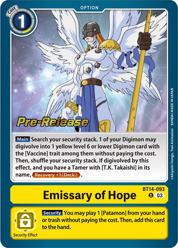 Emissary of Hope [BT14-093] [Blast Ace Pre-Release Cards] - Destination Retro