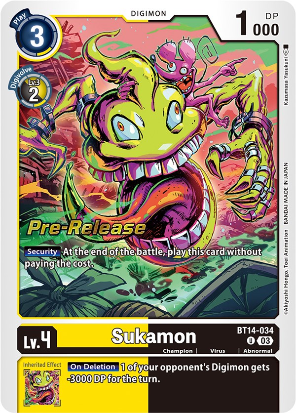 Sukamon [BT14-034] [Blast Ace Pre-Release Cards] - Destination Retro