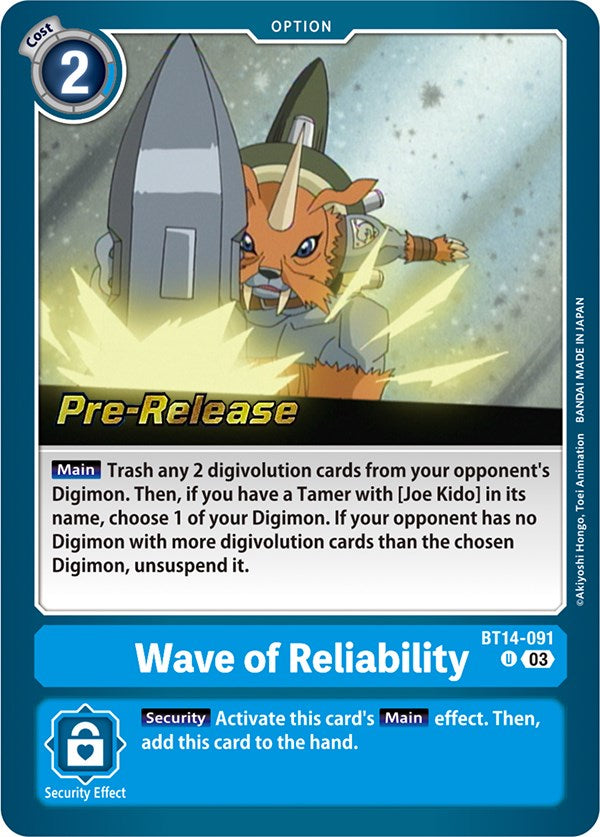Wave of Reliability [BT14-091] [Blast Ace Pre-Release Cards] - Destination Retro