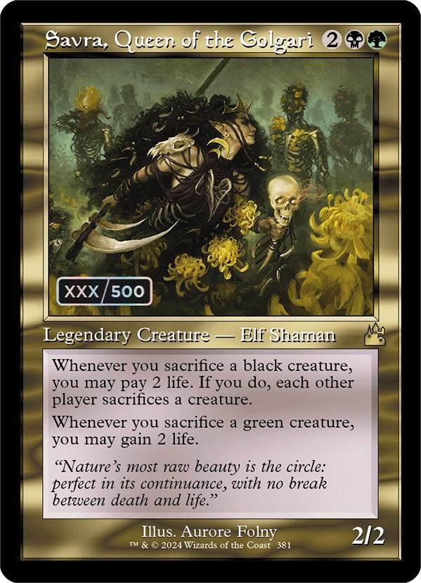 Savra, Queen of the Golgari (Retro) (Serialized) [Ravnica Remastered] - Destination Retro