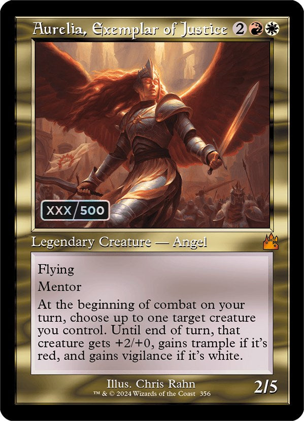 Aurelia, Exemplar of Justice (Retro) (Serialized) [Ravnica Remastered] - Destination Retro