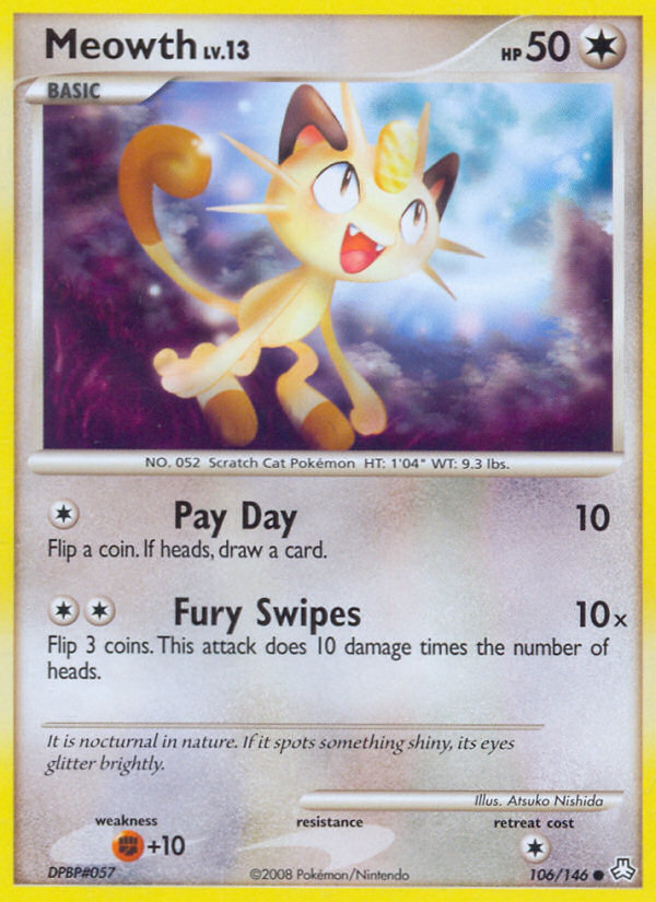 Meowth (106/146) [Diamond & Pearl: Legends Awakened] - Destination Retro