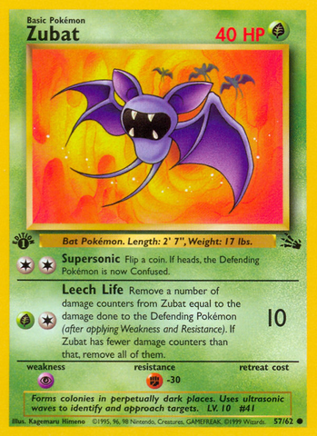Zubat (57/62) [Fossil 1st Edition] - Destination Retro