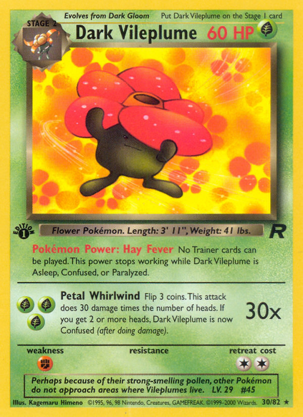 Dark Vileplume (30/82) [Team Rocket 1st Edition] - Destination Retro