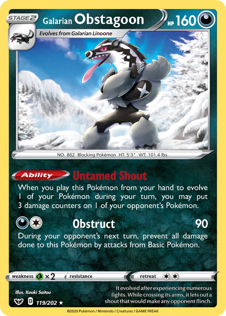 Galarian Obstagoon (119/202) [Theme Deck Exclusives] - Destination Retro