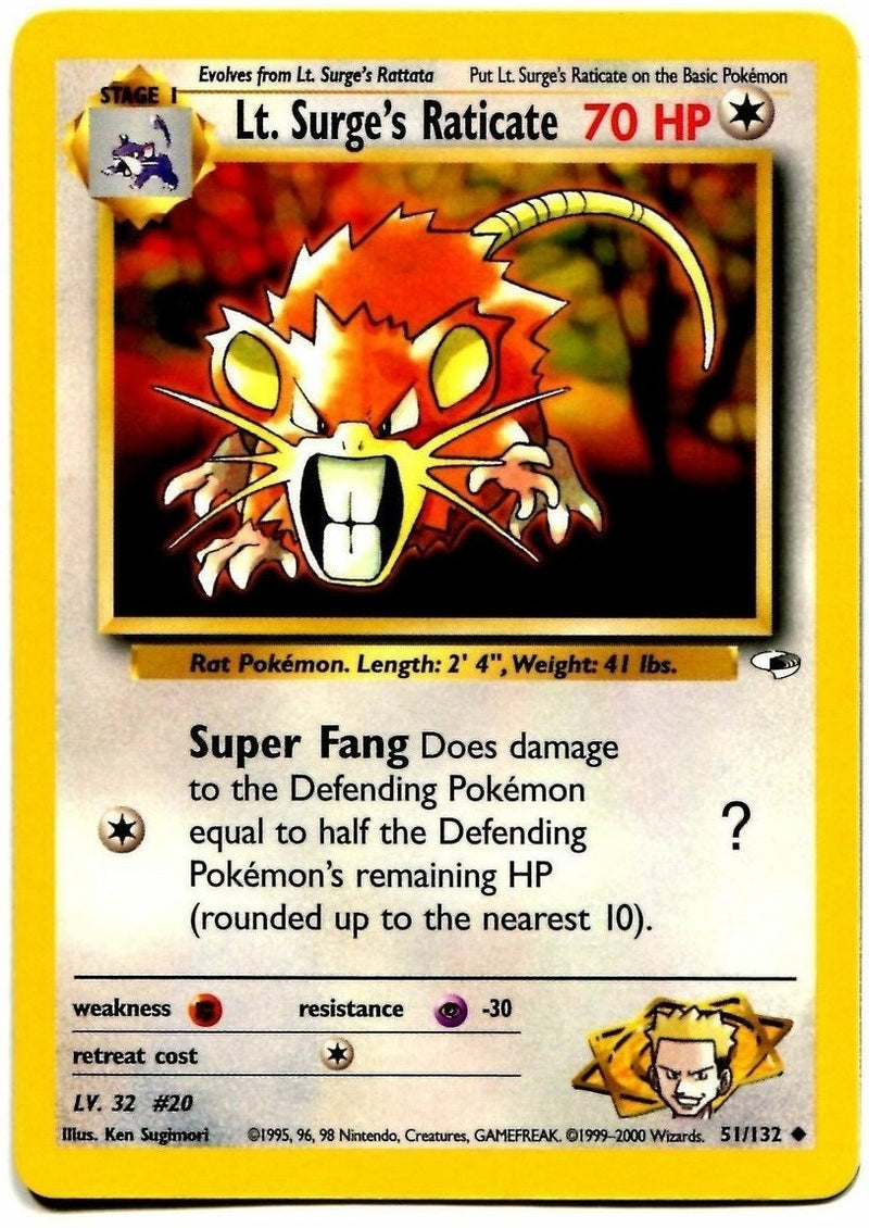 Lt. Surge's Raticate (51/132) [Gym Heroes Unlimited] - Destination Retro