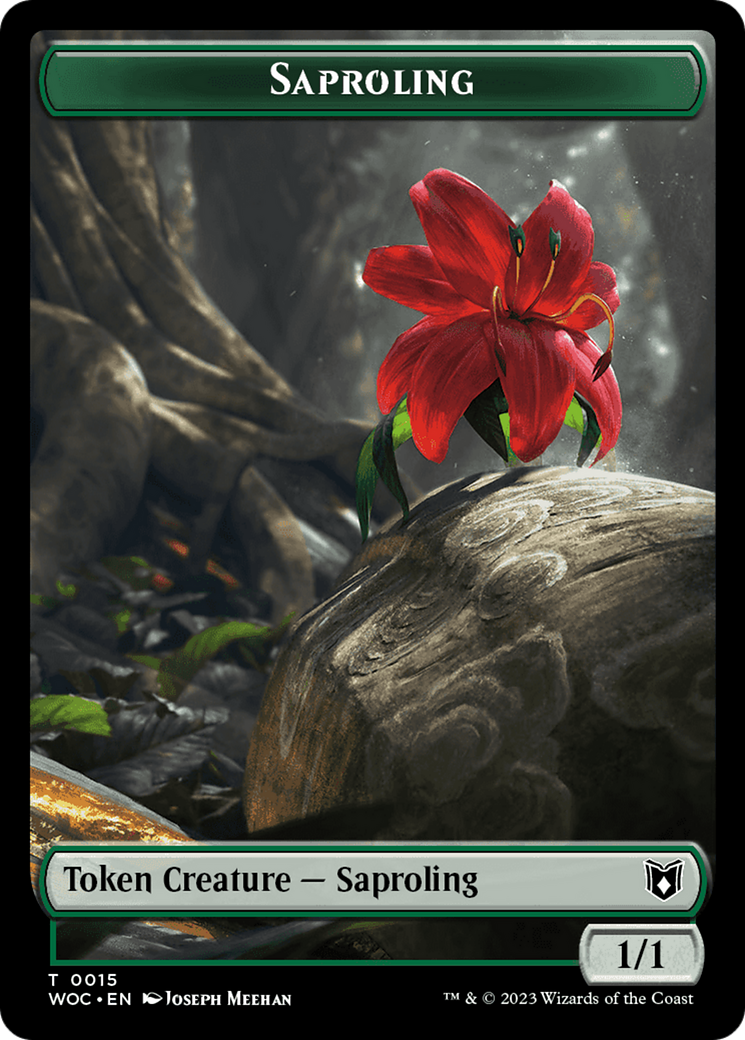 Faerie // Saproling Double-Sided Token [Wilds of Eldraine Commander Tokens] - Destination Retro