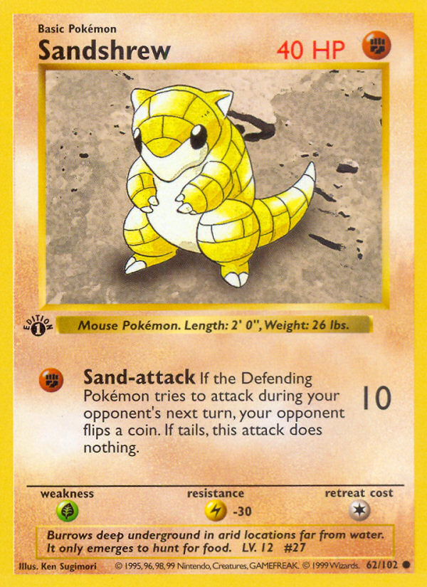 Sandshrew (62/102) [Base Set 1st Edition] - Destination Retro