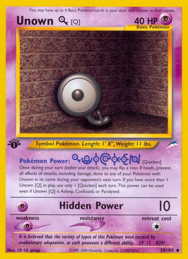Unown [Q] (59/105) [Neo Destiny 1st Edition] - Destination Retro