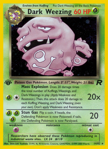Dark Weezing (14/82) [Team Rocket 1st Edition] - Destination Retro