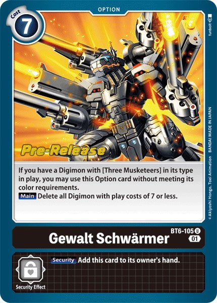 Gewalt Schwarmer [BT6-105] [Double Diamond Pre-Release Cards] - Destination Retro