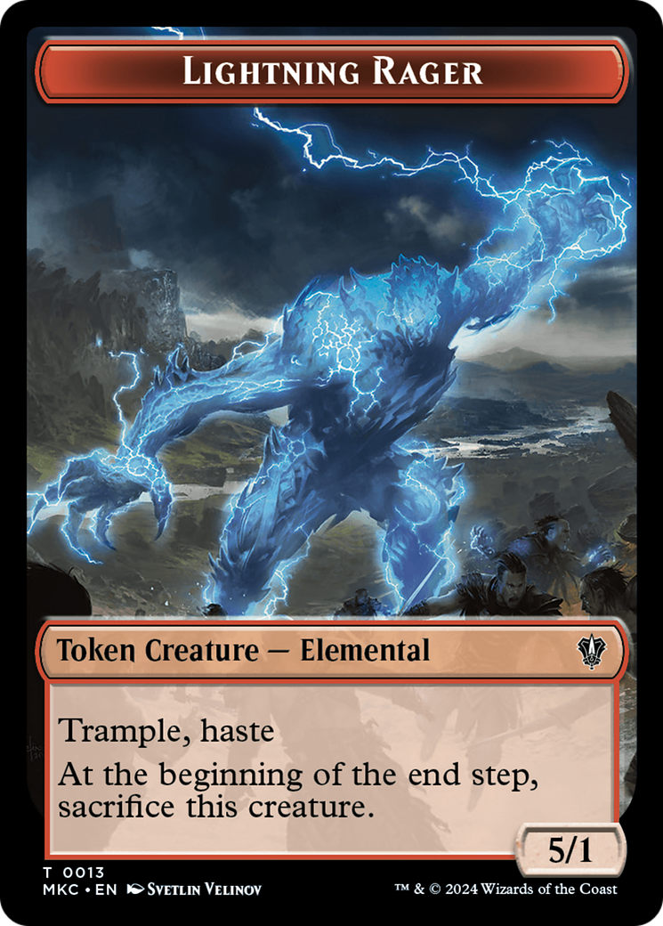 Gold // Lightning Rager Double-Sided Token [Murders at Karlov Manor Commander Tokens] - Destination Retro