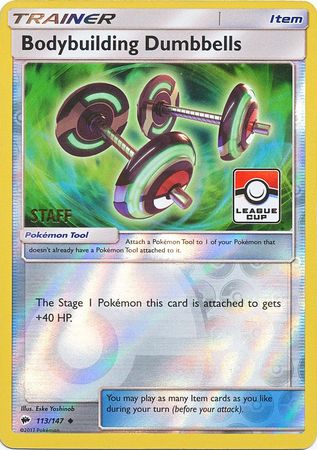 Bodybuilding Dumbbells (113/147) (League Promo Staff) [Sun & Moon: Burning Shadows] - Destination Retro