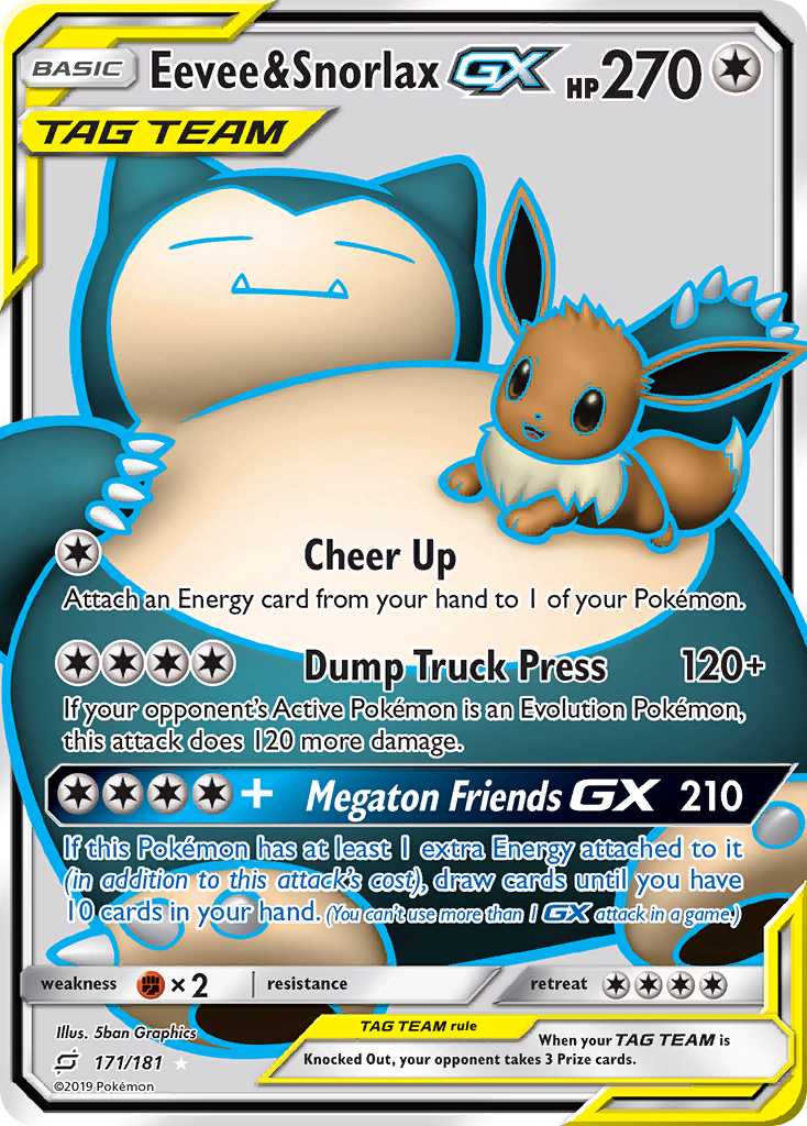 Eevee & Snorlax GX (171/181) [Sun & Moon: Team Up] - Destination Retro