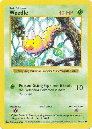Weedle (69/102) [Base Set Shadowless Unlimited] - Destination Retro