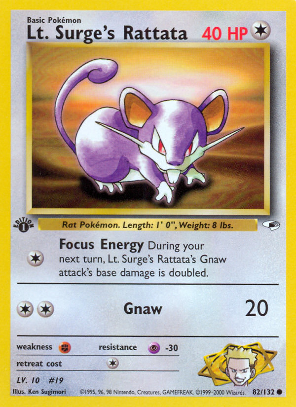 Lt. Surge's Rattata (82/132) [Gym Heroes 1st Edition] - Destination Retro