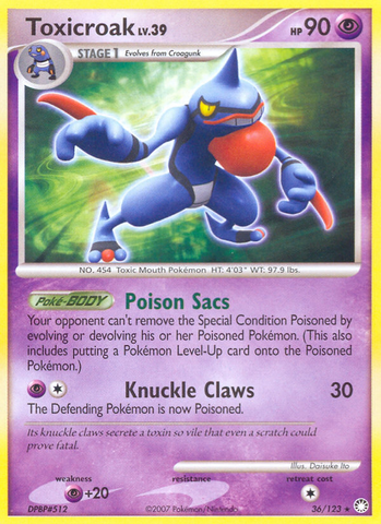 Toxicroak (36/123) [Diamond & Pearl: Mysterious Treasures] - Destination Retro