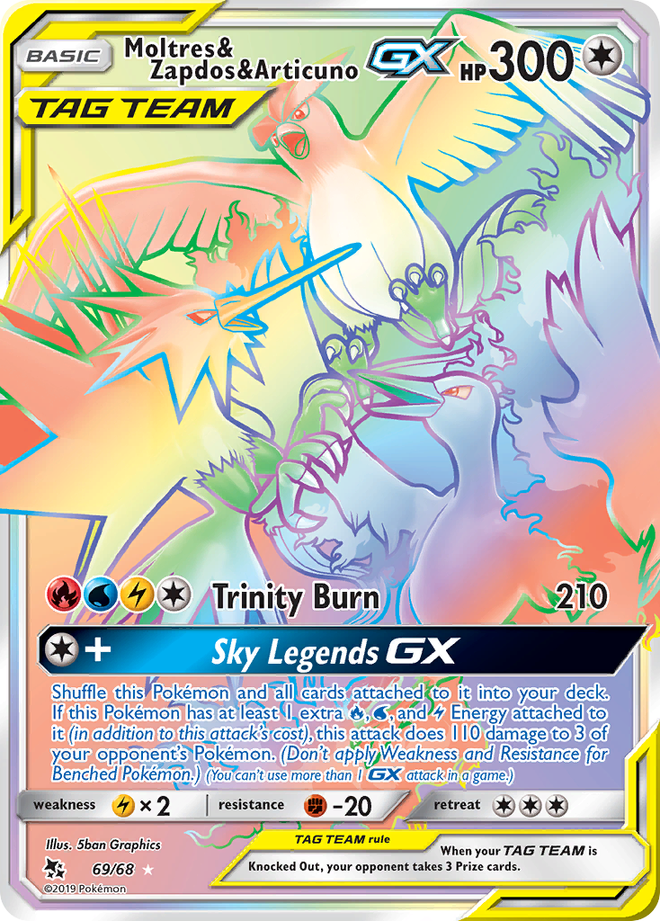 Moltres & Zapdos & Articuno GX (69/68) [Sun & Moon: Hidden Fates] - Destination Retro