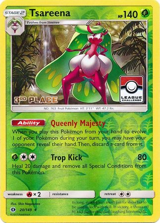 Tsareena (20/149) (League 3rd Place) [Sun & Moon: Base Set] - Destination Retro