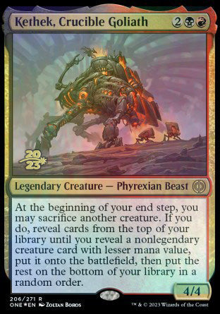 Kethek, Crucible Goliath [Phyrexia: All Will Be One Prerelease Promos] - Destination Retro