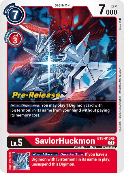 SaviorHuckmon [BT6-015] [Double Diamond Pre-Release Cards] - Destination Retro