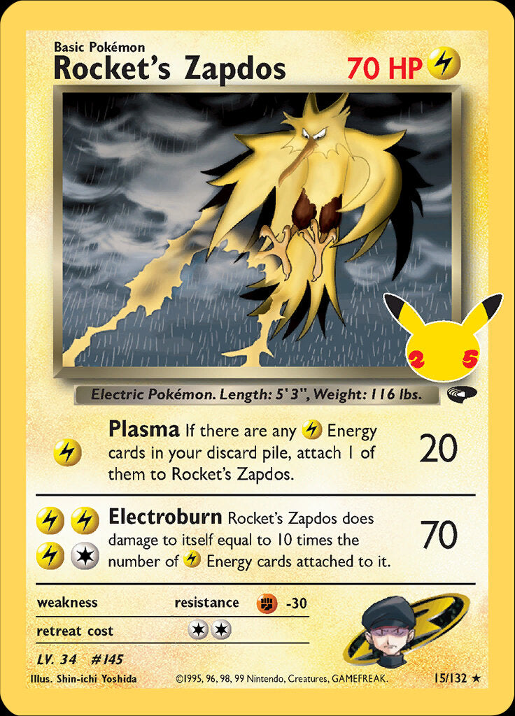 Rocket's Zapdos (15/132) [Celebrations: 25th Anniversary - Classic Collection] - Destination Retro