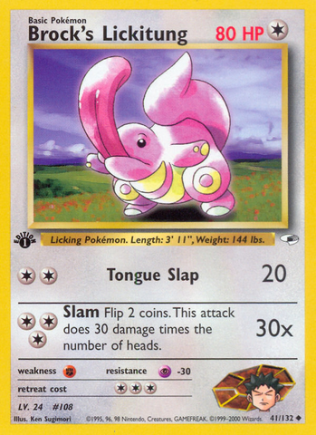 Brock's Lickitung (41/132) [Gym Heroes 1st Edition] - Destination Retro