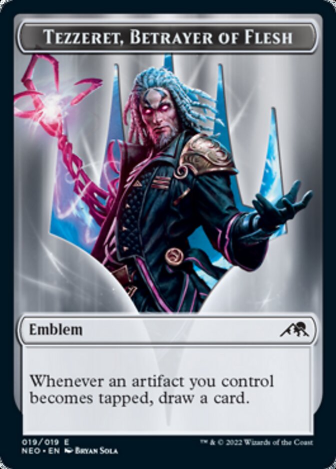 Spirit (002) // Tezzeret, Betrayer of Flesh Emblem Double-sided Token [Kamigawa: Neon Dynasty Tokens] - Destination Retro