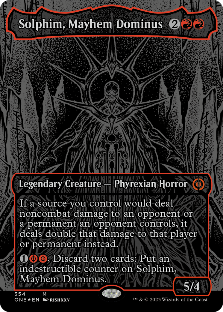 Solphim, Mayhem Dominus (Oil Slick Raised Foil) [Phyrexia: All Will Be One] - Destination Retro