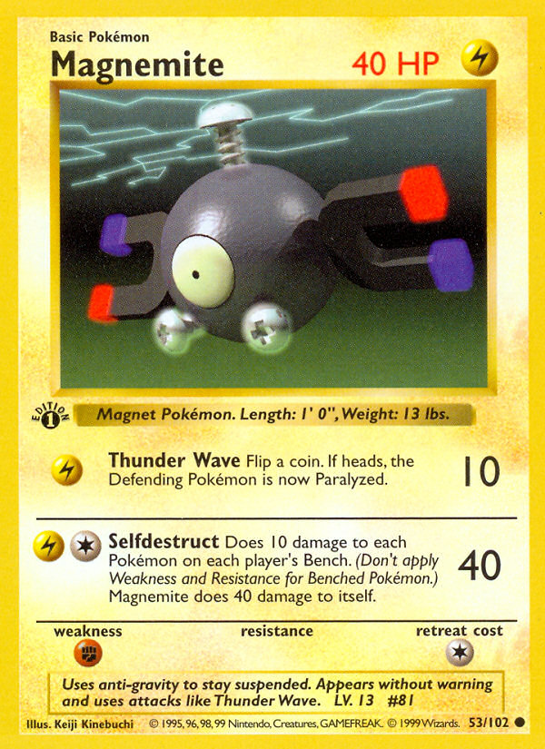Magnemite (53/102) [Base Set 1st Edition] - Destination Retro