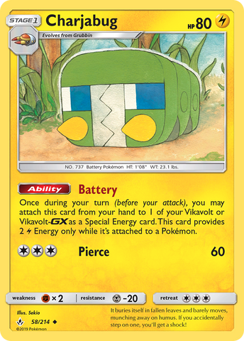 Charjabug (58/214) [Sun & Moon: Unbroken Bonds] - Destination Retro