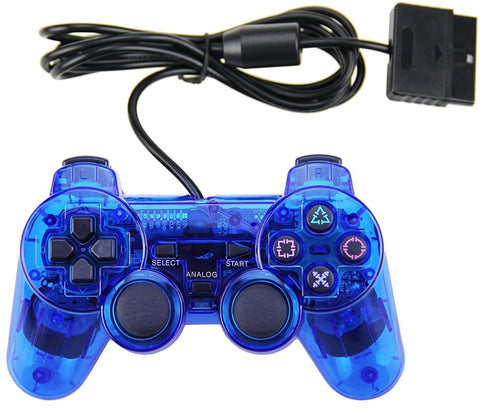 PS2 - DOUBLESHOCK II TRANSPARENT BLUE CONTROLLER - Destination Retro