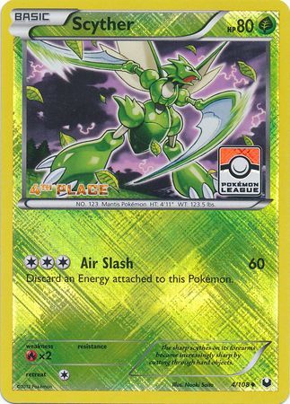 Scyther (4/108) (League Promo 4th Place) [Black & White: Dark Explorers] - Destination Retro