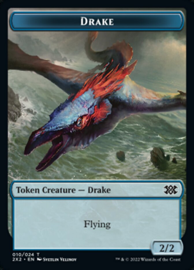 Drake // Phyrexian Golem Double-sided Token [Double Masters 2022 Tokens] - Destination Retro