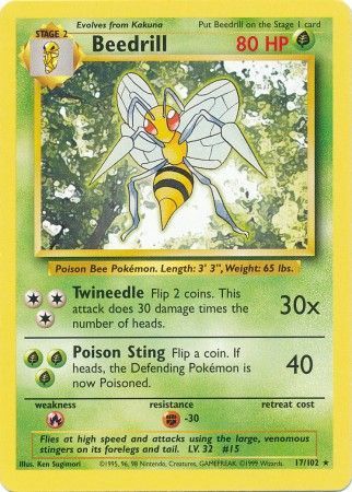 Beedrill (17/102) [Base Set Unlimited] - Destination Retro