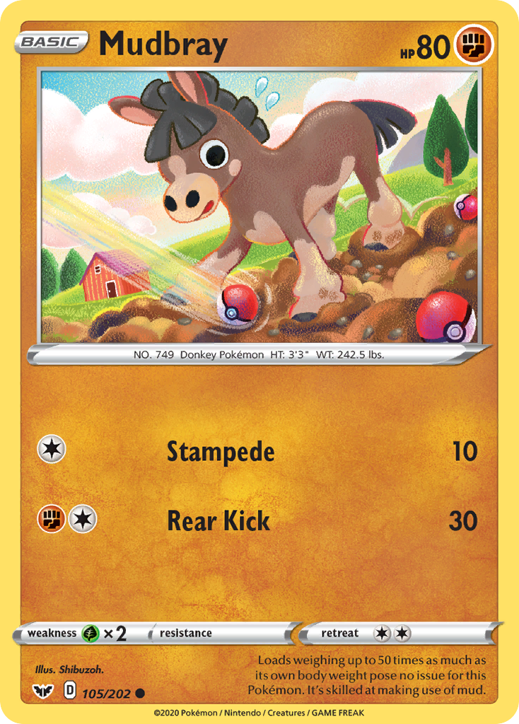 Mudbray (105/202) [Sword & Shield: Base Set] - Destination Retro