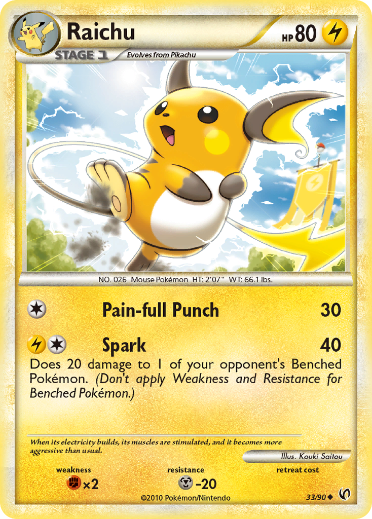 Raichu (33/90) [HeartGold & SoulSilver: Undaunted] - Destination Retro