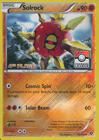 Solrock (64/146) (4th Place League Challenge Promo) [XY: Base Set] - Destination Retro