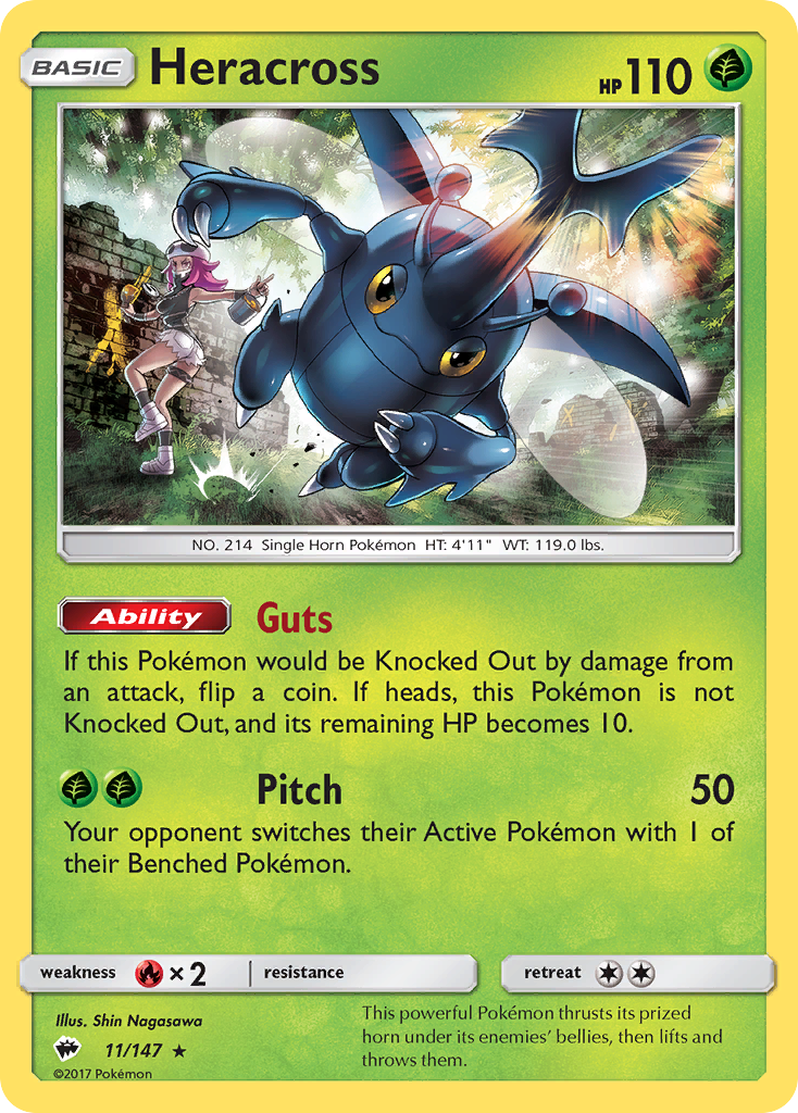 Heracross (11/147) [Sun & Moon: Burning Shadows] - Destination Retro