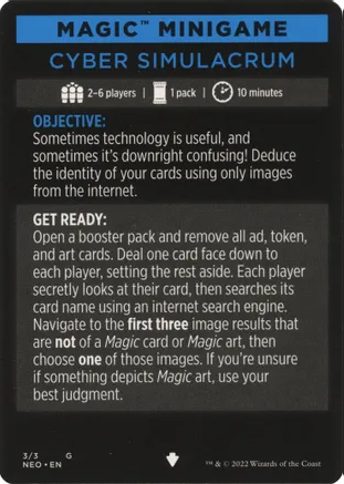 Cyber Simulacrum (Magic Minigame) [Kamigawa: Neon Dynasty Minigame] - Destination Retro