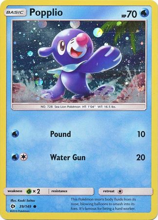 Popplio (39/149) (Cosmos Holo) [Sun & Moon: Base Set] - Destination Retro