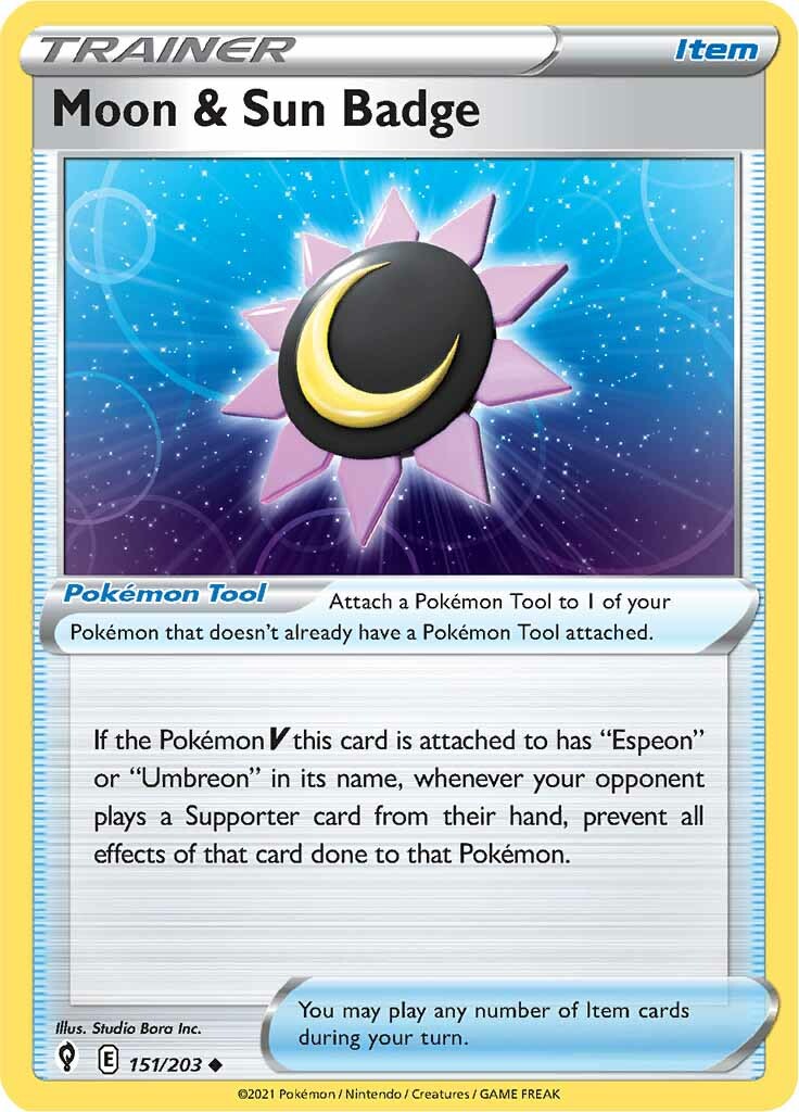 Moon & Sun Badge (151/203) [Sword & Shield: Evolving Skies] - Destination Retro