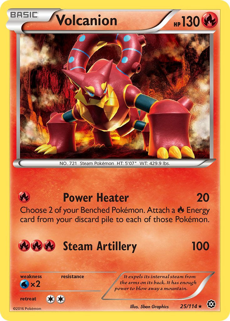 Volcanion (25/114) (Cracked Ice Holo) (Theme Deck Exclusive) [XY: Steam Siege] - Destination Retro