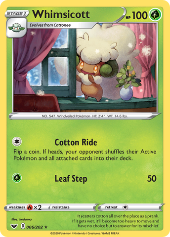 Whimsicott (6/202) [Sword & Shield: Base Set] - Destination Retro